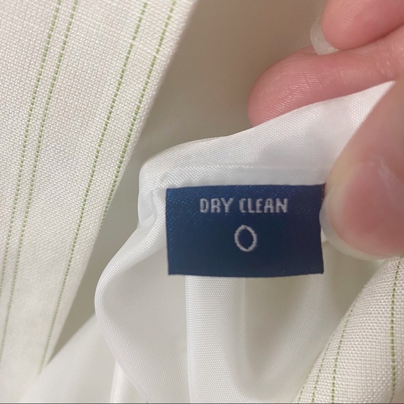 EVAN-PICONE Linen Blend Green Cream Stripe Blazer 1-button Closure 12 - Picture 10 of 11